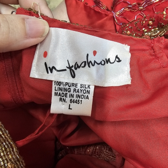 Elegant Red and Gold Beaded Dress Vintage L - Picture 5 of 5